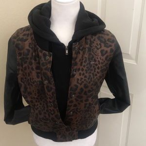 Obey Propaganda leopard print jacket with hoodie